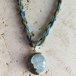 Navy Blue and Aqua Blue Necklace